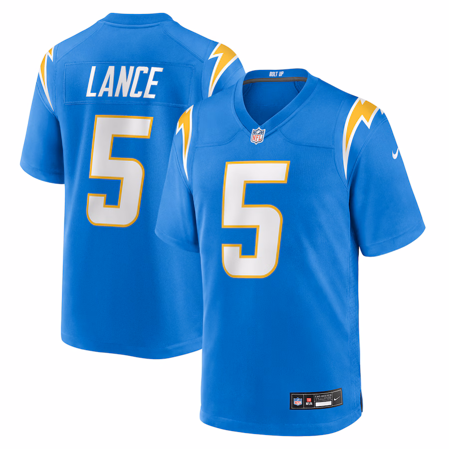 Men's Los Angeles Chargers Trey Lance Nike Powder Blue Team Game Jersey - ujerseystore