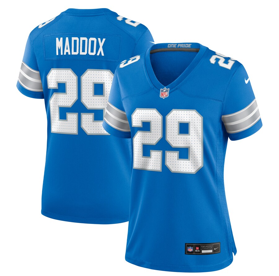 Women's Detroit Lions Avonte Maddox Nike Blue Team Game Jersey - ujerseystore