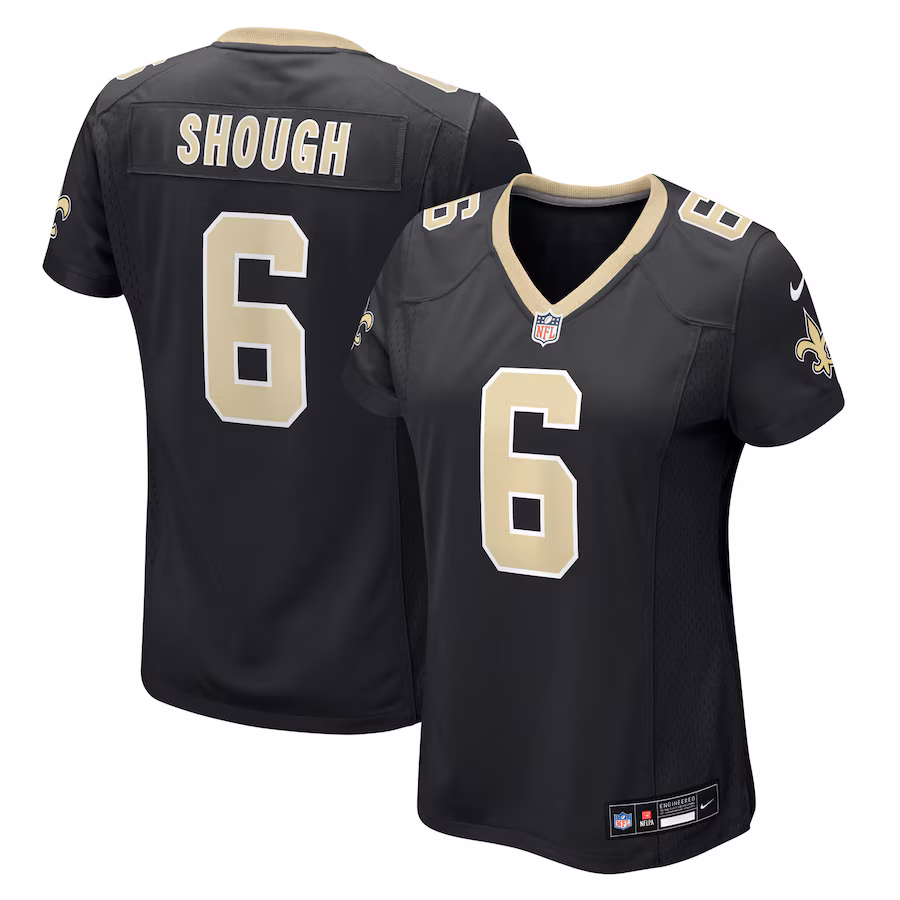 Women's New Orleans Saints Tyler Shough Nike Black Game Jersey - ujerseystore