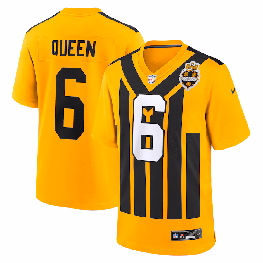 Men's Pittsburgh Steelers Patrick Queen Nike Gold Alternate 1933 Throwback Game Jersey - ujerseystore