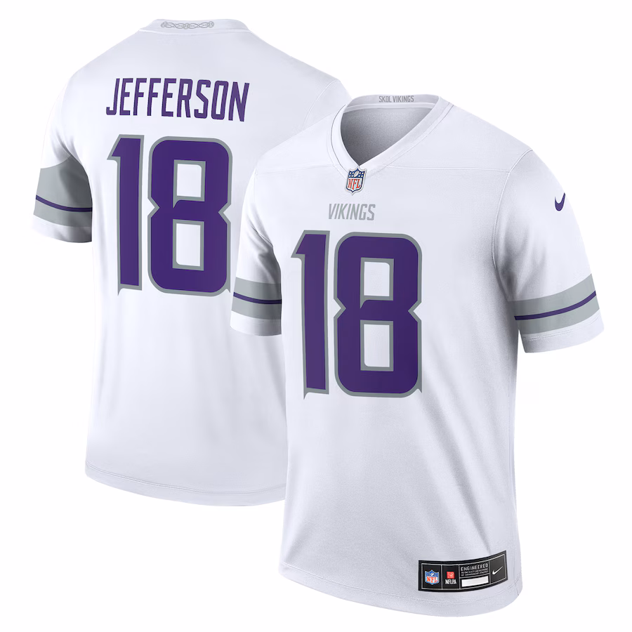 Men's Minnesota Vikings Justin Jefferson Nike White Legend Player Performance Top - ujerseystore