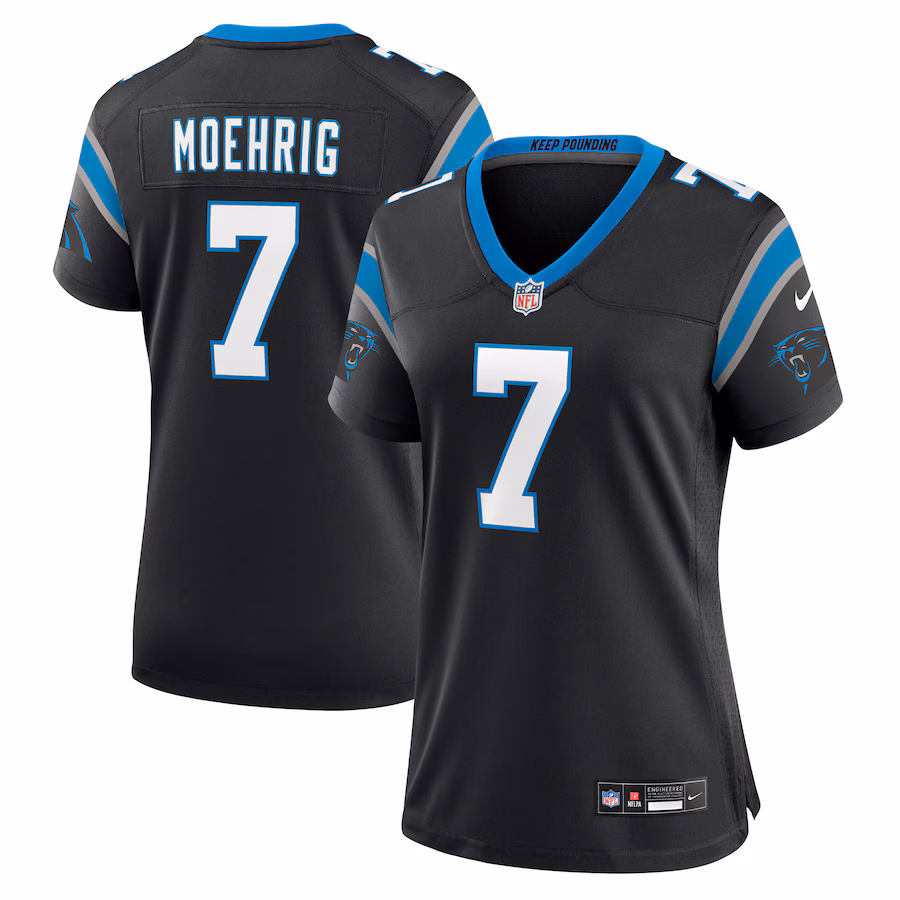 Women's Carolina Panthers Trevon Moehrig Nike Black Team Game Jersey - ujerseystore
