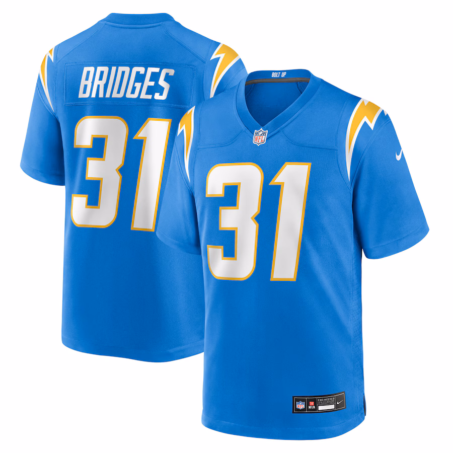 Men's Los Angeles Chargers Trikweze Bridges Nike Powder Blue Team Game Jersey - ujerseystore