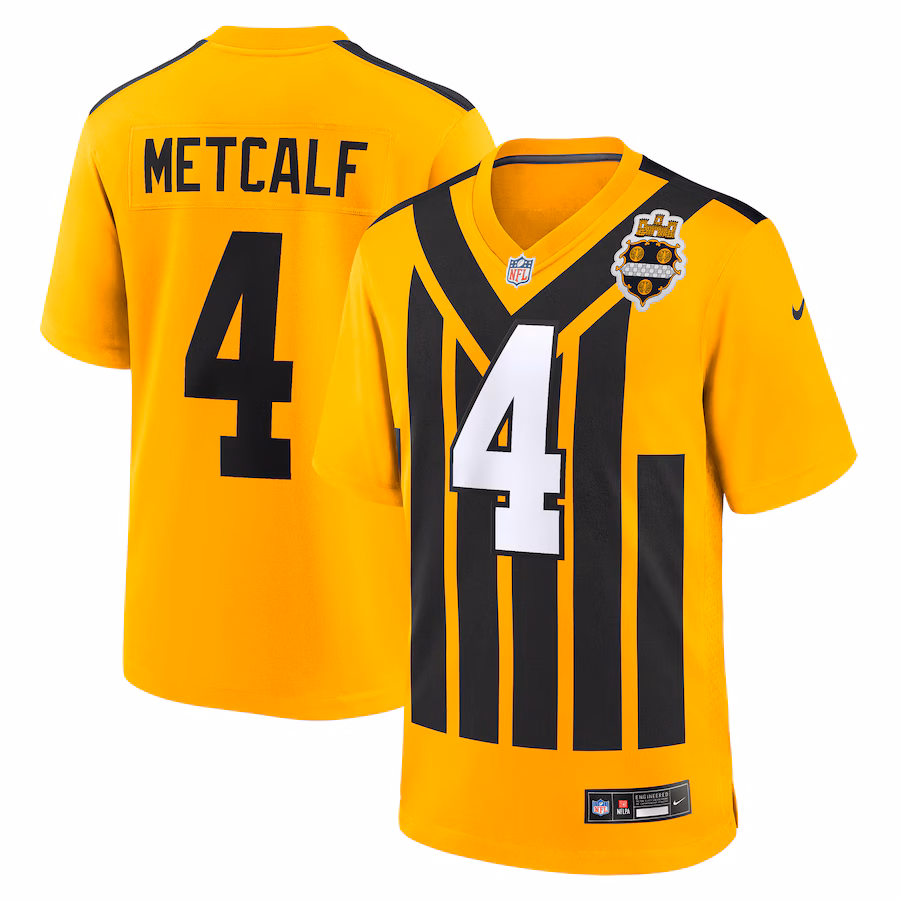 Men's Pittsburgh Steelers DK Metcalf Nike Gold Alternate 1933 Throwback Game Jersey - ujerseystore