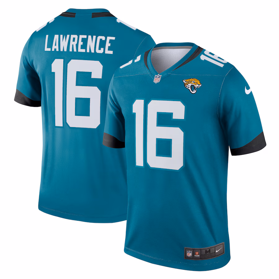 Men's Jacksonville Jaguars Trevor Lawrence Nike Teal Legend Player Performance Top - ujerseystore