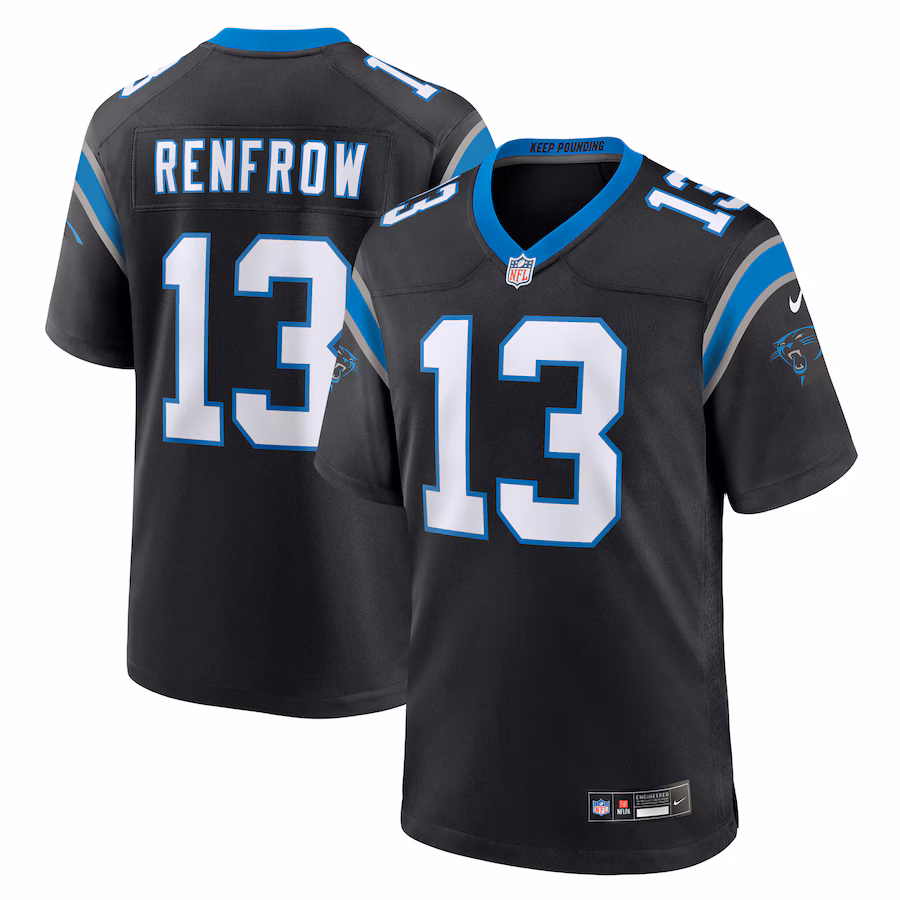 Men's Carolina Panthers Hunter Renfrow Nike Black Team Game Jersey - ujerseystore