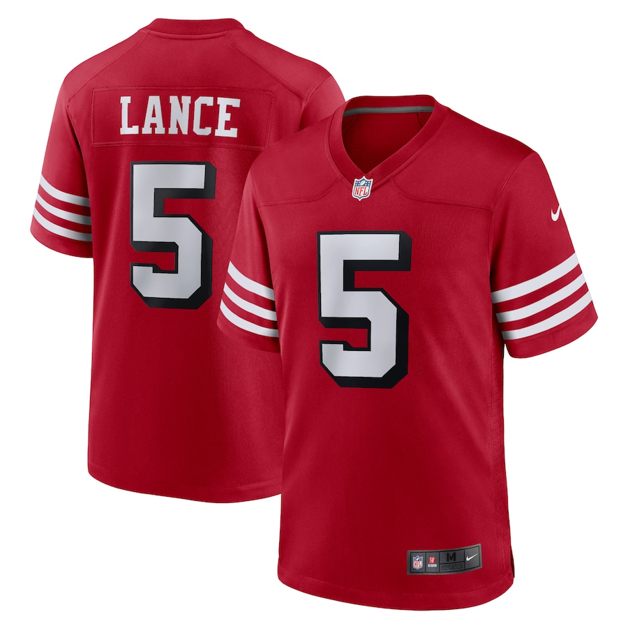 Men's San Francisco 49ers Trey Lance Nike Red Alternate Game Jersey - ujerseystore