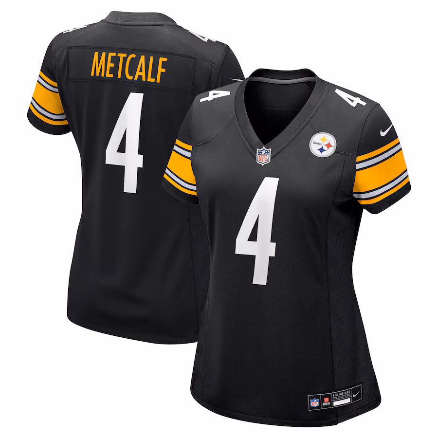 Women's Pittsburgh Steelers DK Metcalf Nike Black Team Game Jersey - ujerseystore