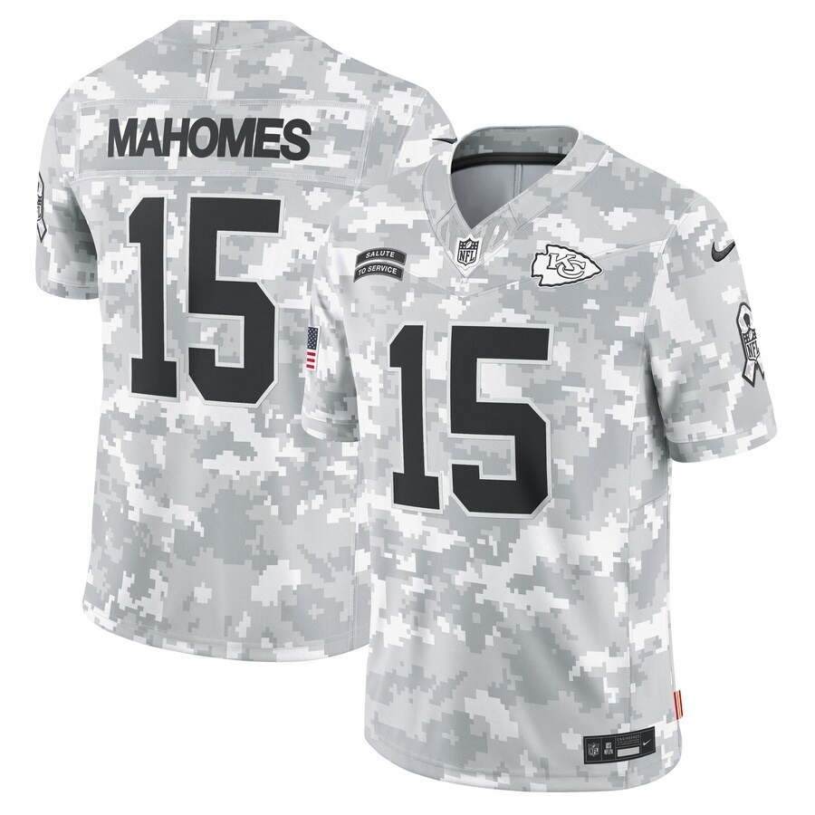 Men's Kansas City Chiefs Patrick Mahomes Nike Arctic Camo 2024 Salute to Service Limited Jersey - ujerseystore