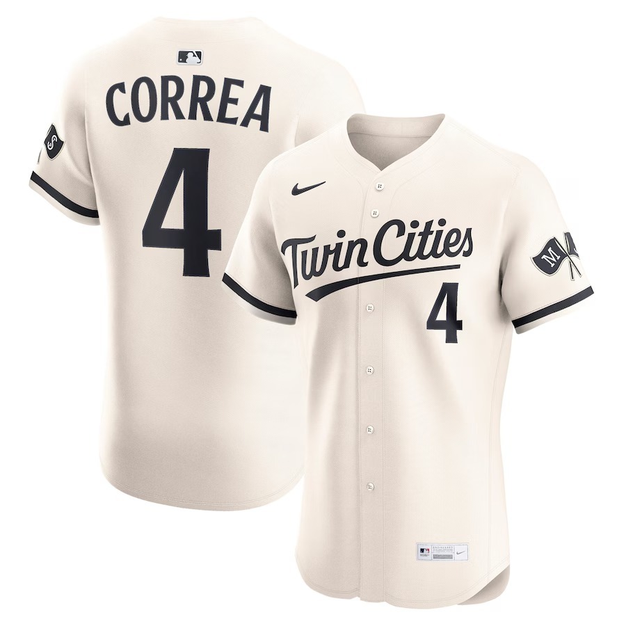 Men's Minnesota Twins Carlos Correa Nike Cream Alternate Elite Player Jersey - ujerseystore