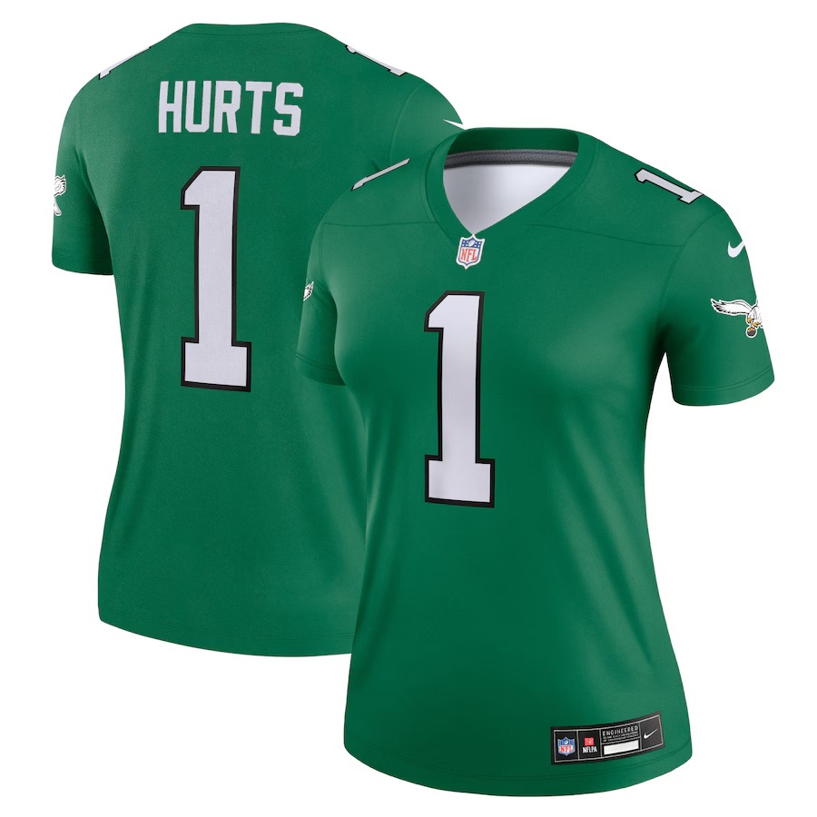 Women's Philadelphia Eagles Jalen Hurts Nike Kelly Green Alternate Legend Player Performance Top - ujerseystore