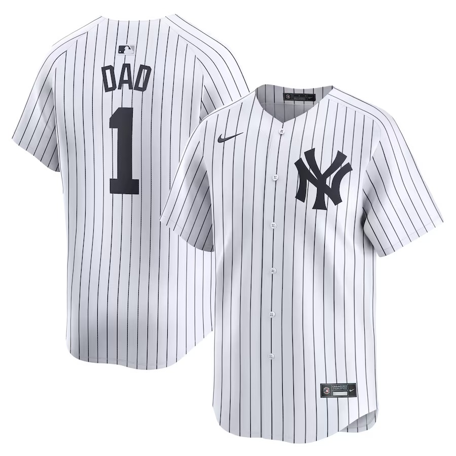 Men's New York Yankees Nike White #1 Dad Home Limited Jersey - ujerseystore