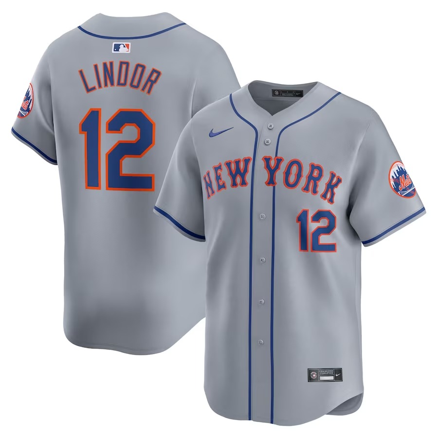 Men's New York Mets Francisco Lindor Nike Gray Away Limited Player Jersey - ujerseystore