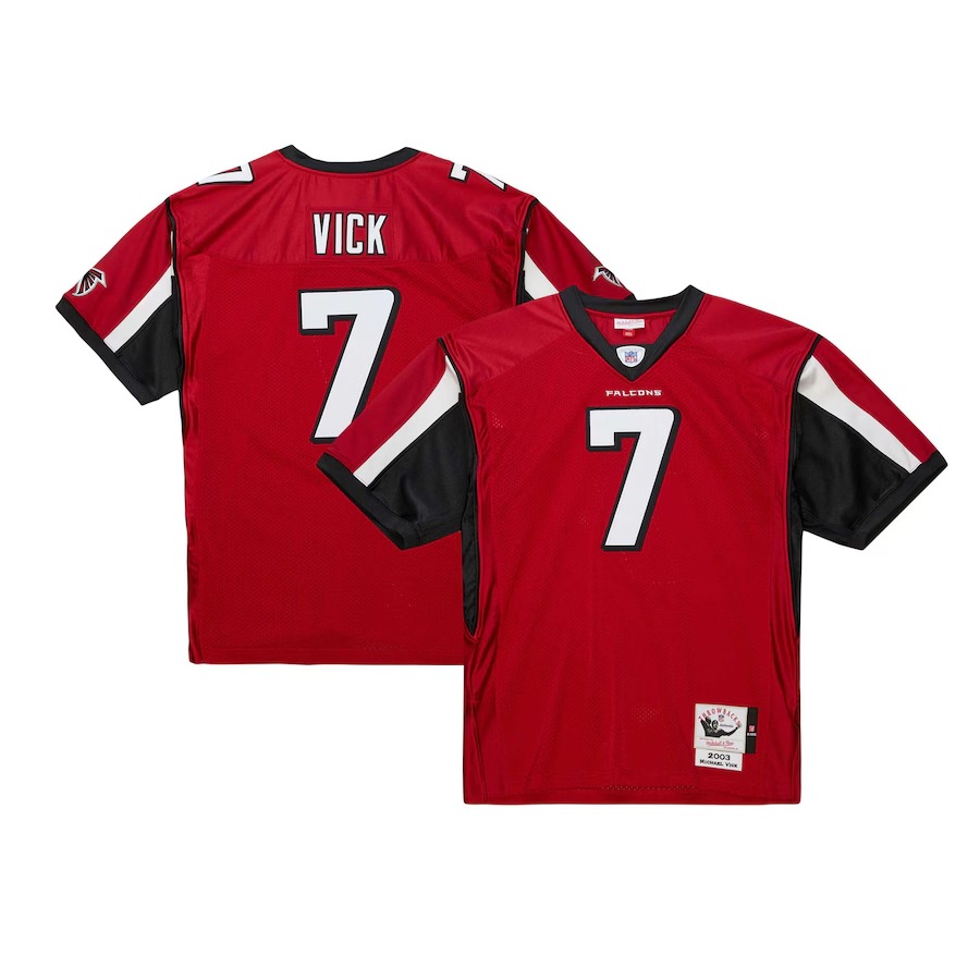 Men's Atlanta Falcons 2003 Michael Vick Mitchell & Ness Red Authentic Throwback Retired Player Jersey - ujerseystore