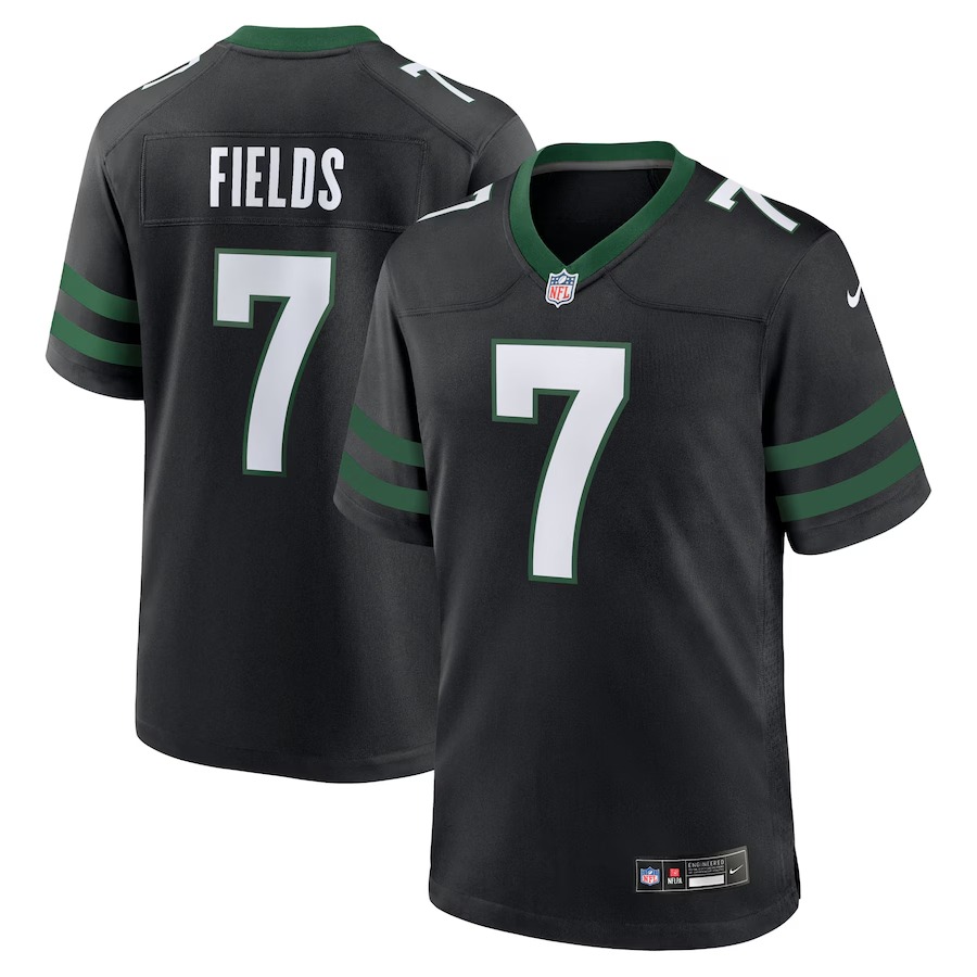 Men's New York Jets Justin Fields Nike Stealth Black Game Jersey - ujerseystore