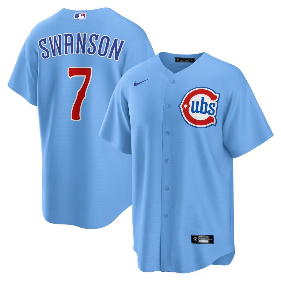 Men's Chicago Cubs Dansby Swanson Nike Blue 2nd Alternate Replica Player Jersey - ujerseystore