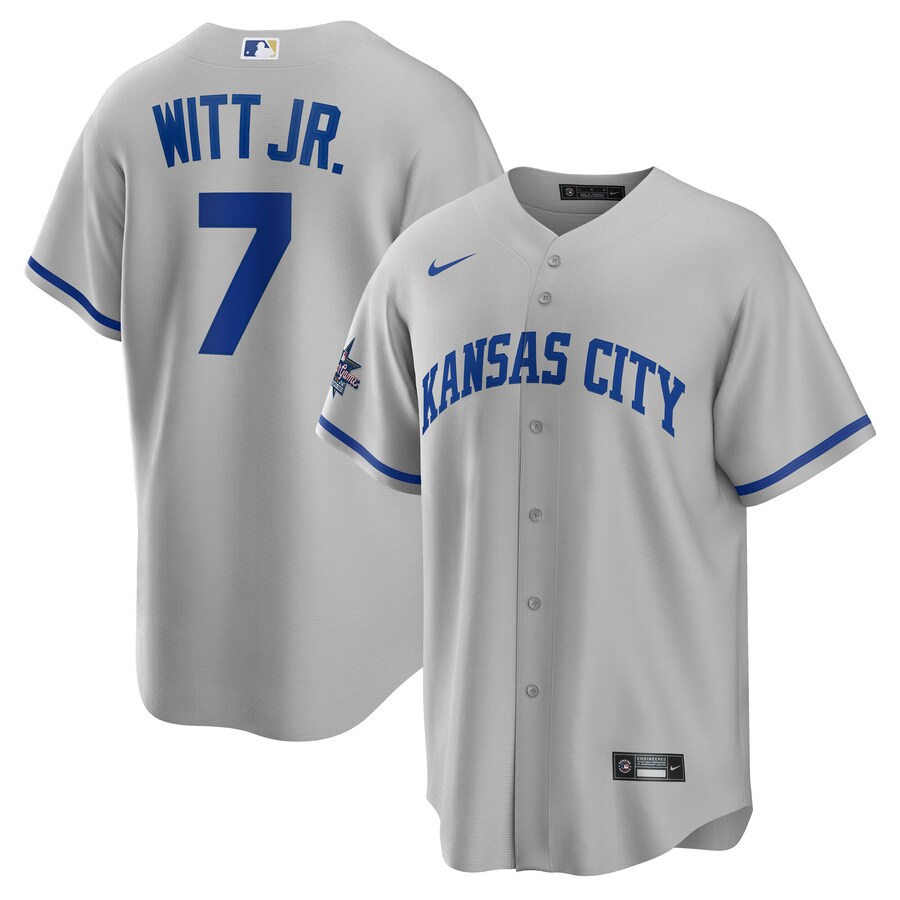 Men's Kansas City Royals Bobby Witt Jr. Nike Gray 2025 MLB All-Star Game Road Replica Player Jersey - ujerseystore