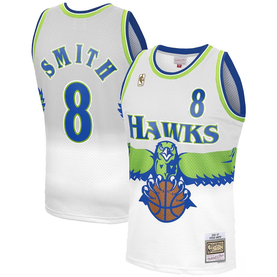 Men's Atlanta Hawks Steve Smith Mitchell & Ness White 1996-97 Hardwood Classics Reload 3.0 Swingman Jersey - ujerseystore