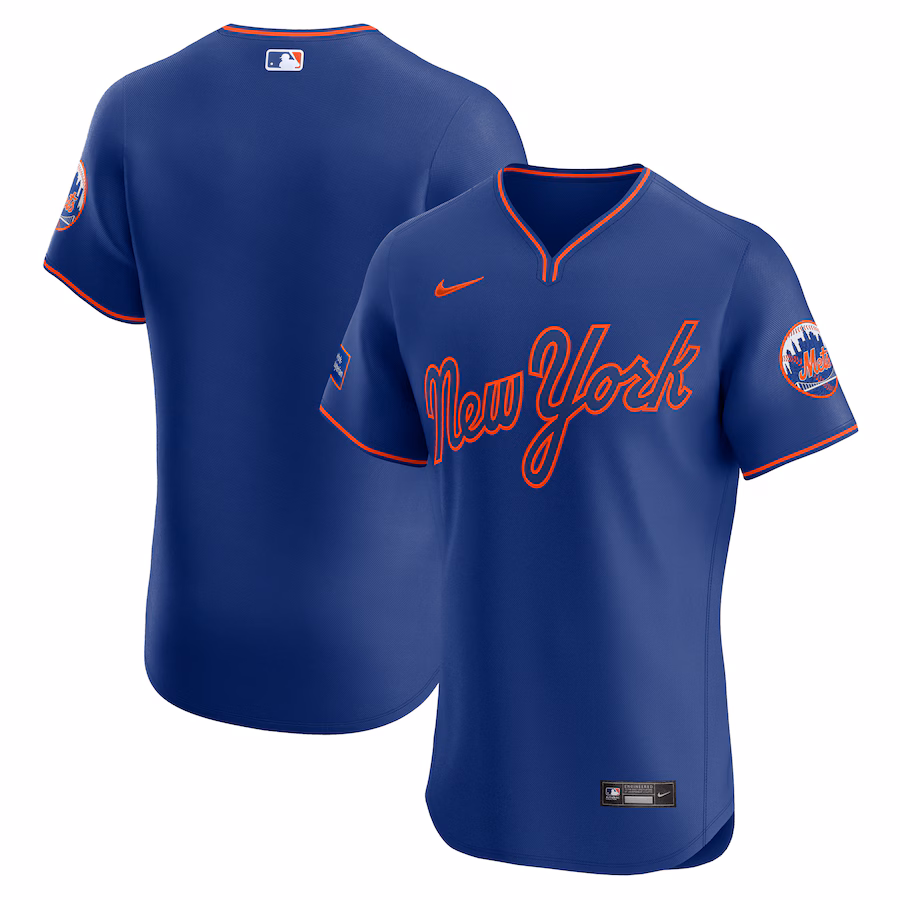 Men's New York Mets Nike Royal Alternate Sponsor Patch Elite Jersey - ujerseystore