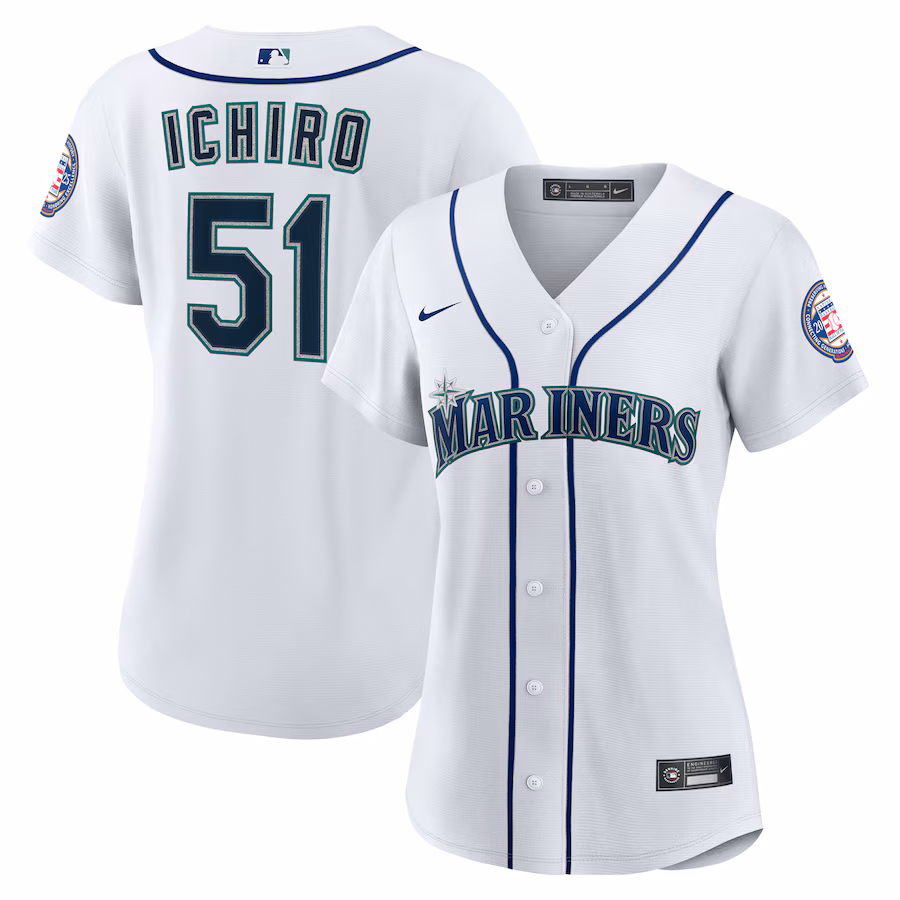 Women's Seattle Mariners Ichiro Suzuki Nike White 2025 Baseball Hall of Fame Replica Jersey - ujerseystore