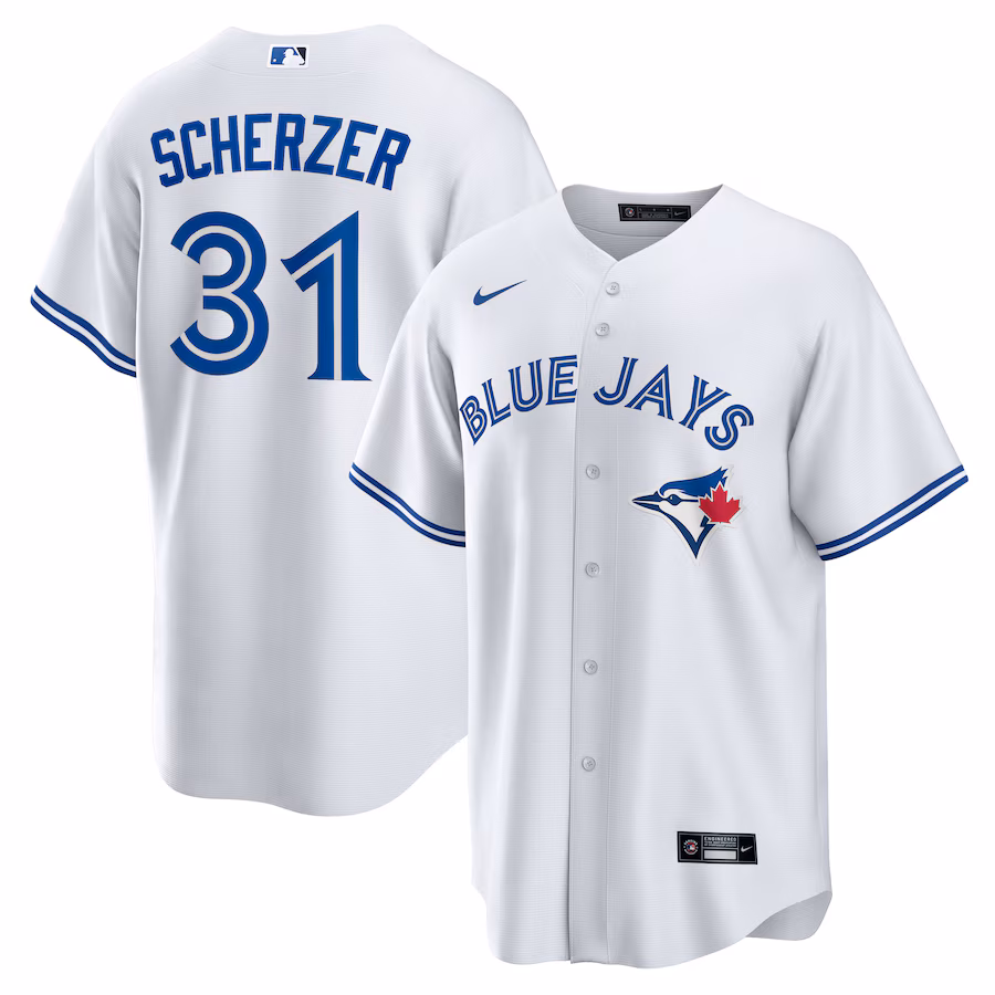 Men's Toronto Blue Jays Max Scherzer Nike White Home Replica Jersey - ujerseystore
