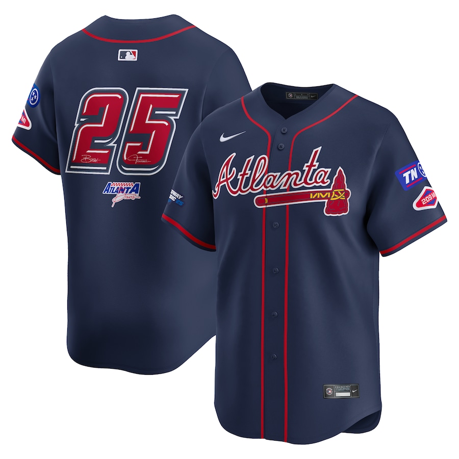Men's Atlanta Braves #25 Nike Navy 2025 MLB Speedway Classic Alternate Limited Jersey - ujerseystore