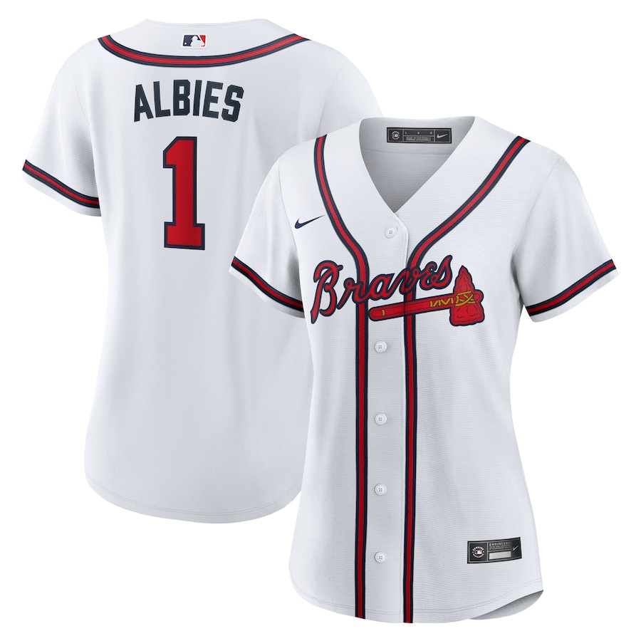 Women's Atlanta Braves Ozzie Albies Nike White Home Replica Jersey - ujerseystore