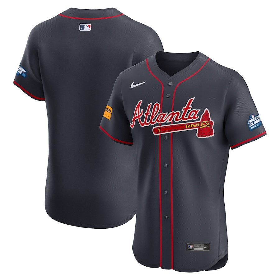 Men's Atlanta Braves Nike Navy 2025 MLB Speedway Classic Alternate Elite Jersey - ujerseystore