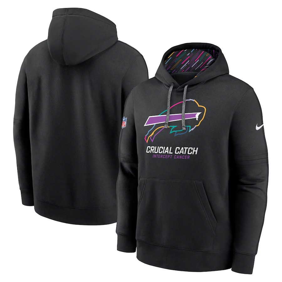 Men's Buffalo Bills Nike Black 2024 NFL Crucial Catch Club Pullover Hoodie - ujerseystore