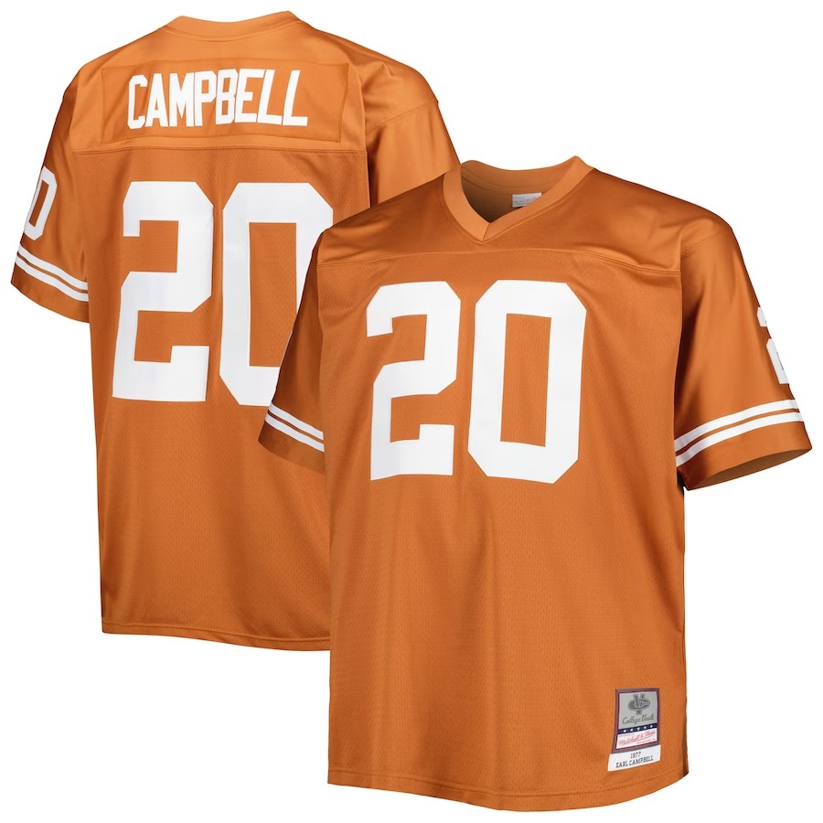 Earl Campbell Texas Longhorns Mitchell & Ness Big & Tall Legacy Jersey - Texas Orange - ujerseystore