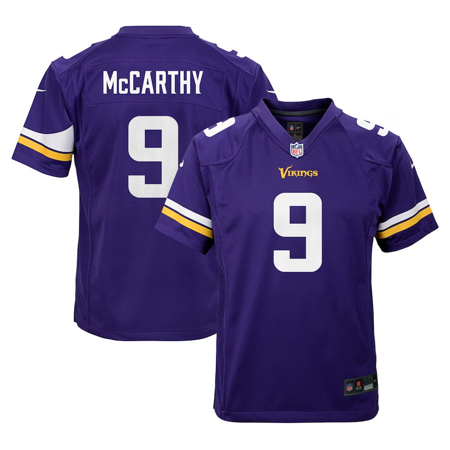 Youth Minnesota Vikings J.J. McCarthy Nike Purple Team Player Game Jersey - ujerseystore