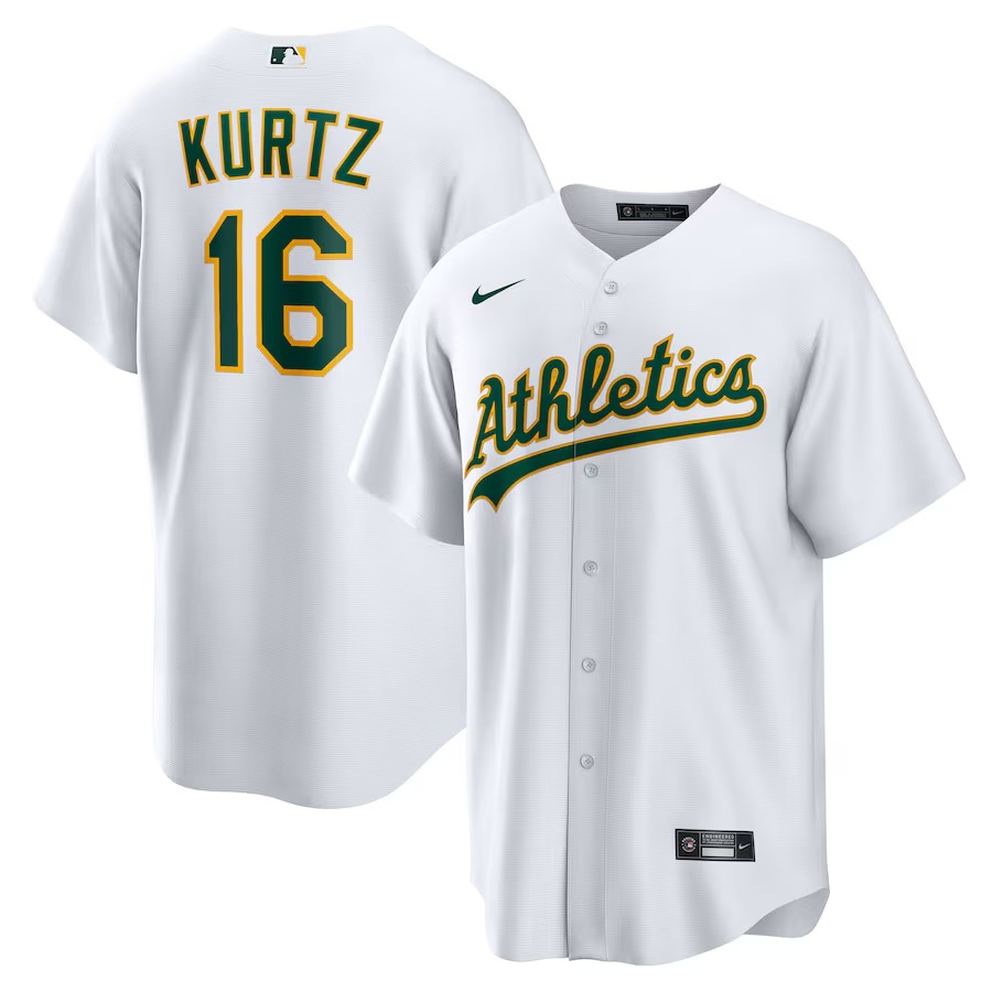 Men's Athletics Nick Kurtz Nike White Home Replica Player Jersey - ujerseystore