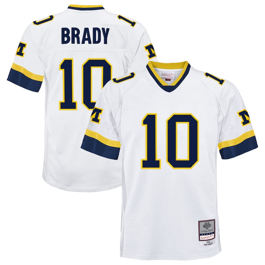 Youth Mitchell & Ness Tom Brady White Michigan Wolverines 1999 College Vault Legacy Jersey - ujerseystore