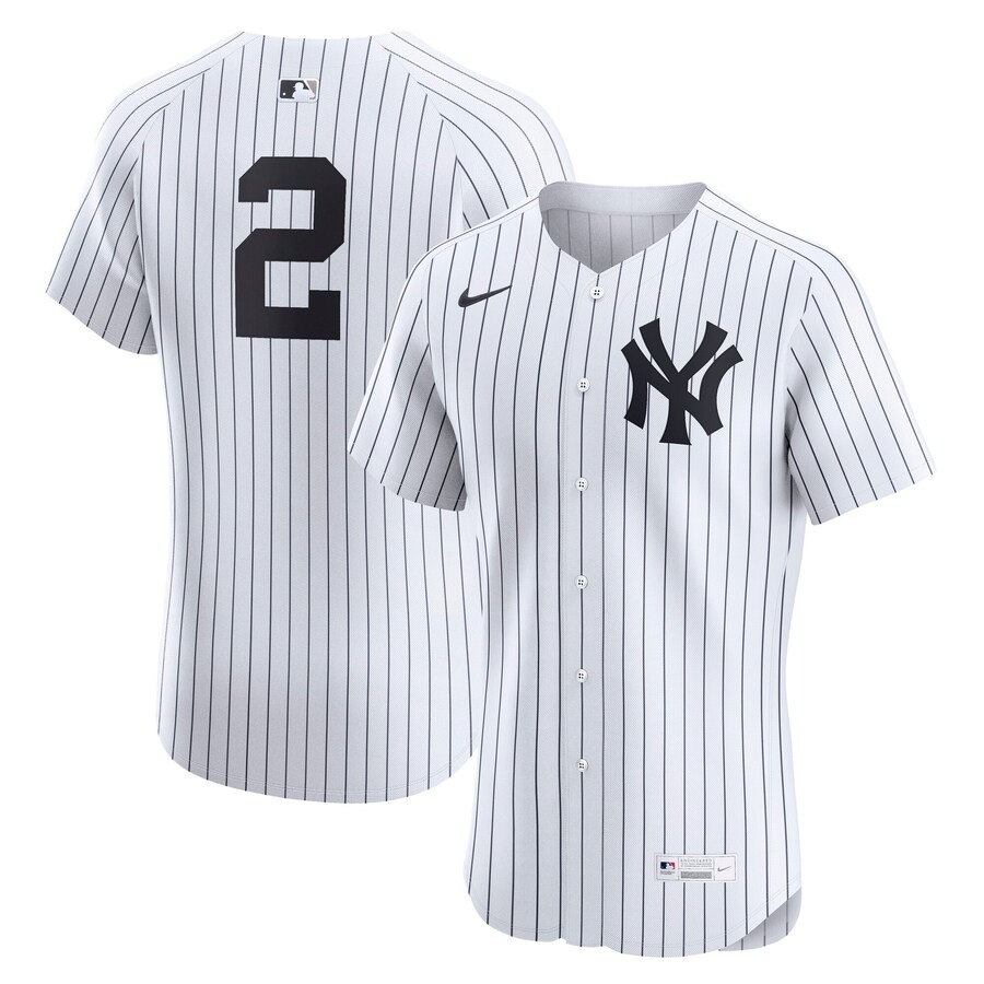 Men's New York Yankees Derek Jeter Nike White Home Elite Player Jersey - ujerseystore