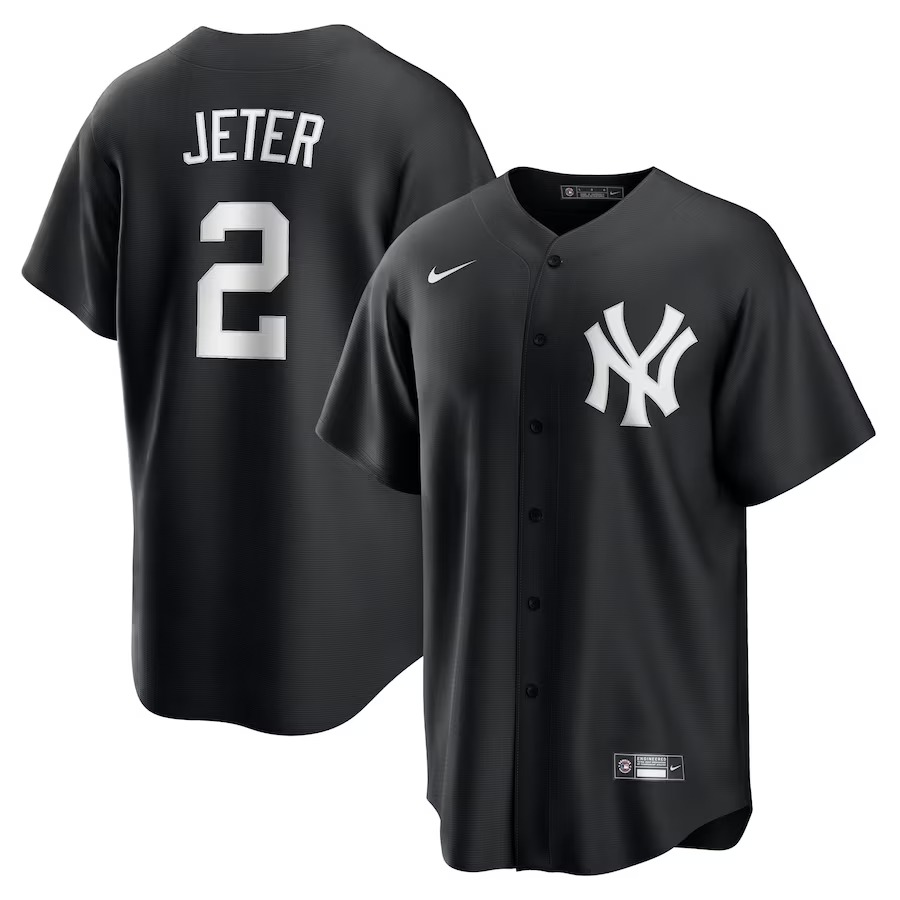 Men's New York Yankees Derek Jeter Nike Black Official Replica Player Jersey - ujerseystore