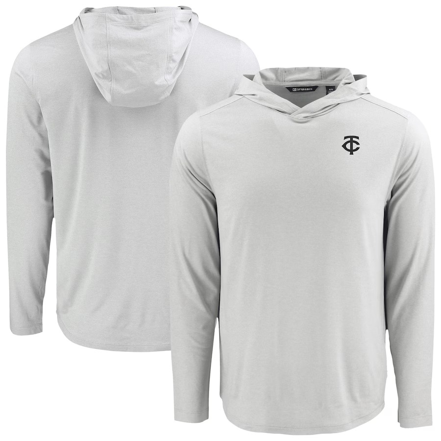 Men's Minnesota Twins Cutter & Buck Gray Coastline Epic Comfort Eco Recycled Hoodie T-Shirt - ujerseystore