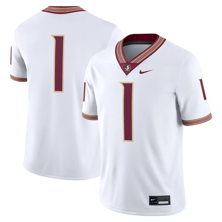 Men's Nike #1 White Florida State Seminoles Game Jersey - ujerseystore