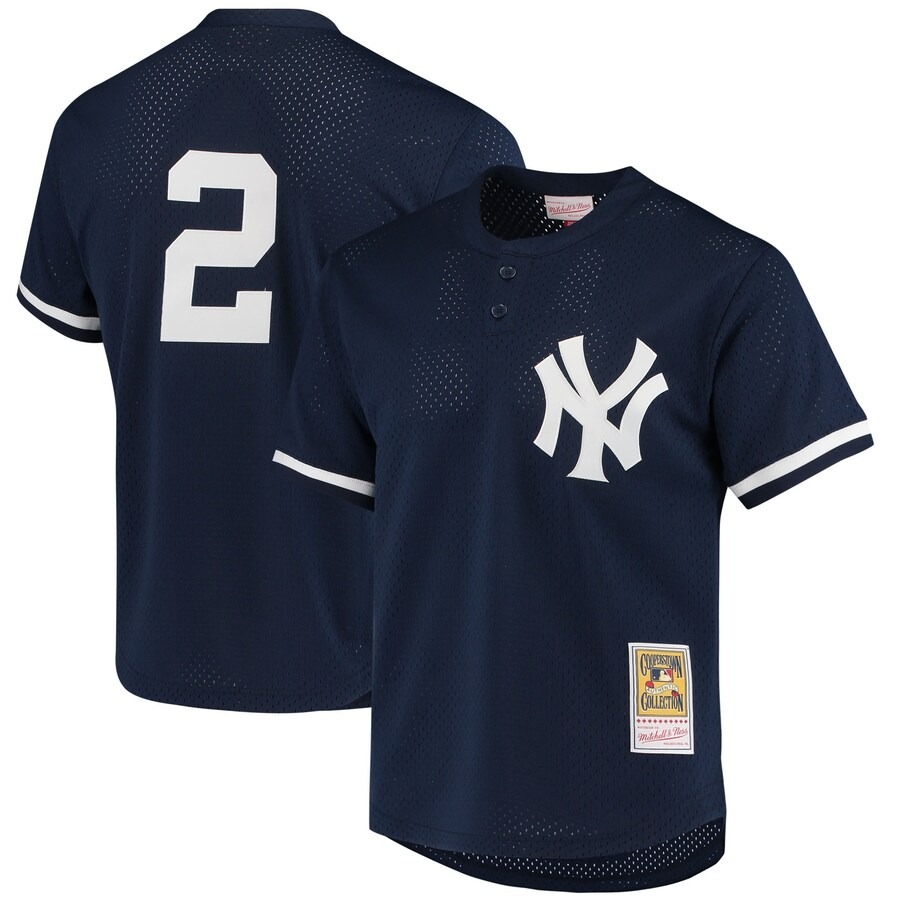 Men's New York Yankees Derek Jeter Mitchell & Ness Navy Cooperstown Collection 1995 Batting Practice Jersey - ujerseystore