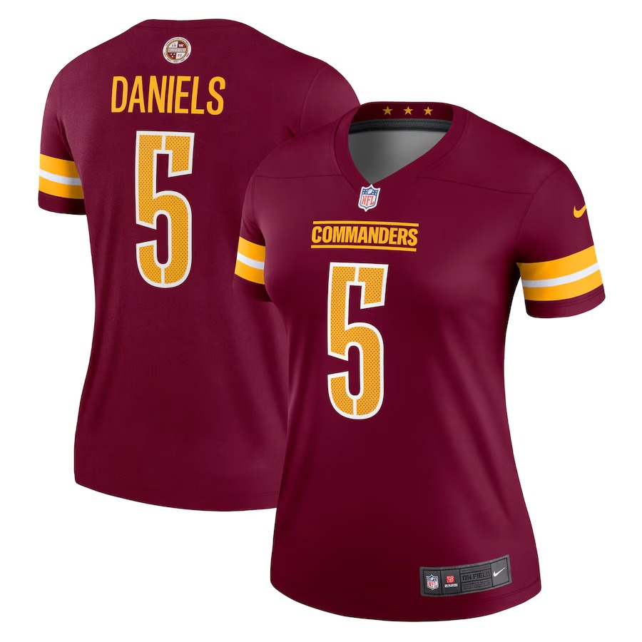 Women's Washington Commanders Jayden Daniels Nike Burgundy Legend Player Performance Top - ujerseystore