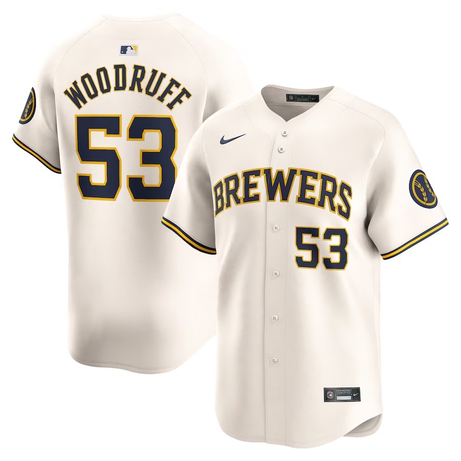 Men's Milwaukee Brewers Brandon Woodruff Nike Cream Home Limited Player Jersey - ujerseystore