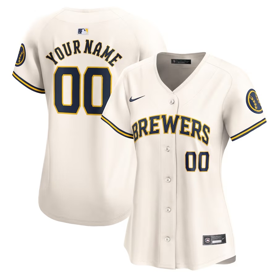Women's Milwaukee Brewers Nike Cream Home Limited Custom Jersey - ujerseystore