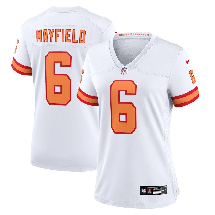 Women's '76 Tampa Bay Buccaneers Baker Mayfield Nike White Game Jersey - ujerseystore