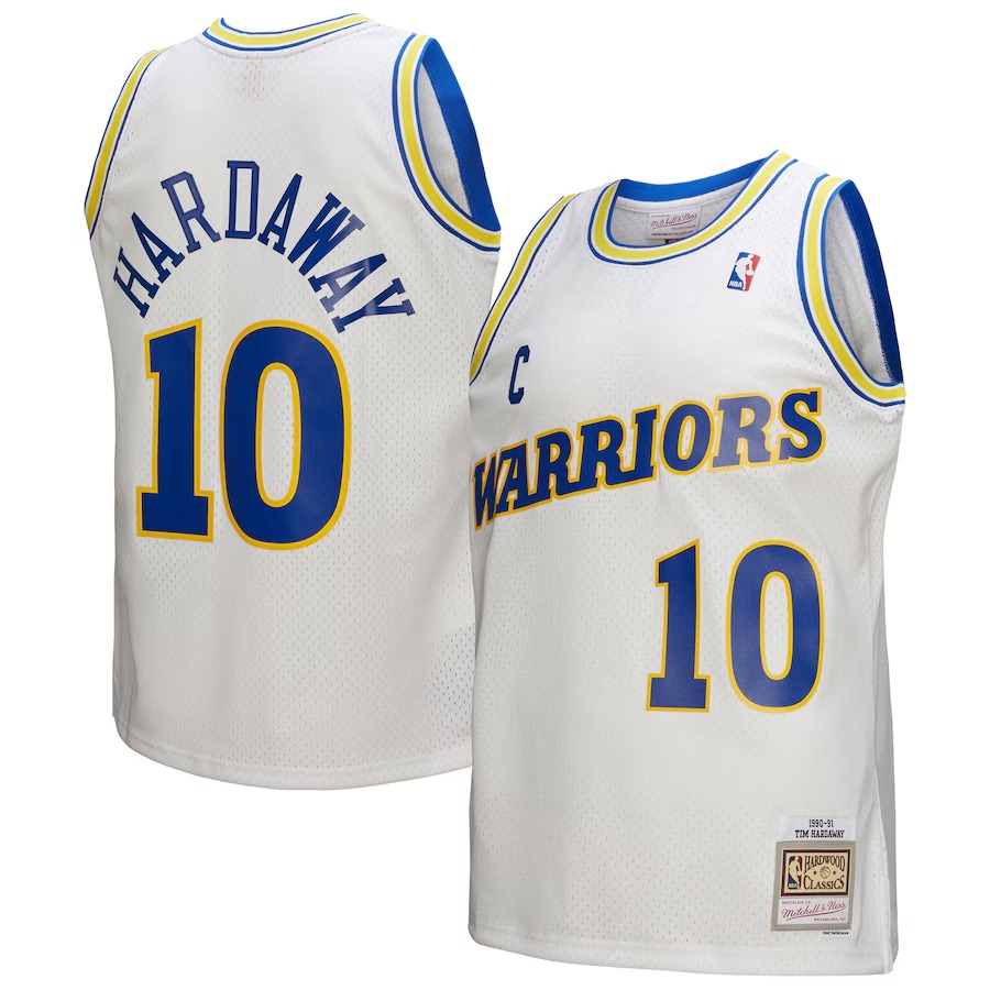 Men's Golden State Warriors Tim Hardaway Mitchell & Ness White Hardwood Classics 1990/91 Swingman Jersey - ujerseystore