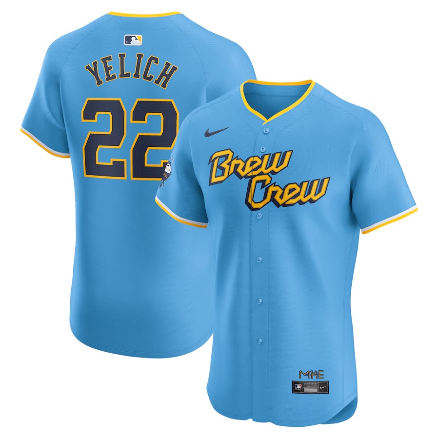 Men's Milwaukee Brewers Christian Yelich Nike Powder Blue City Connect Elite Player Jersey - ujerseystore