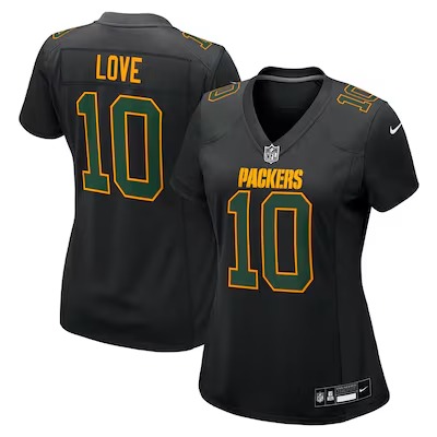 Women's Green Bay Packers Jordan Love Nike Black Fashion Game Jersey - ujerseystore