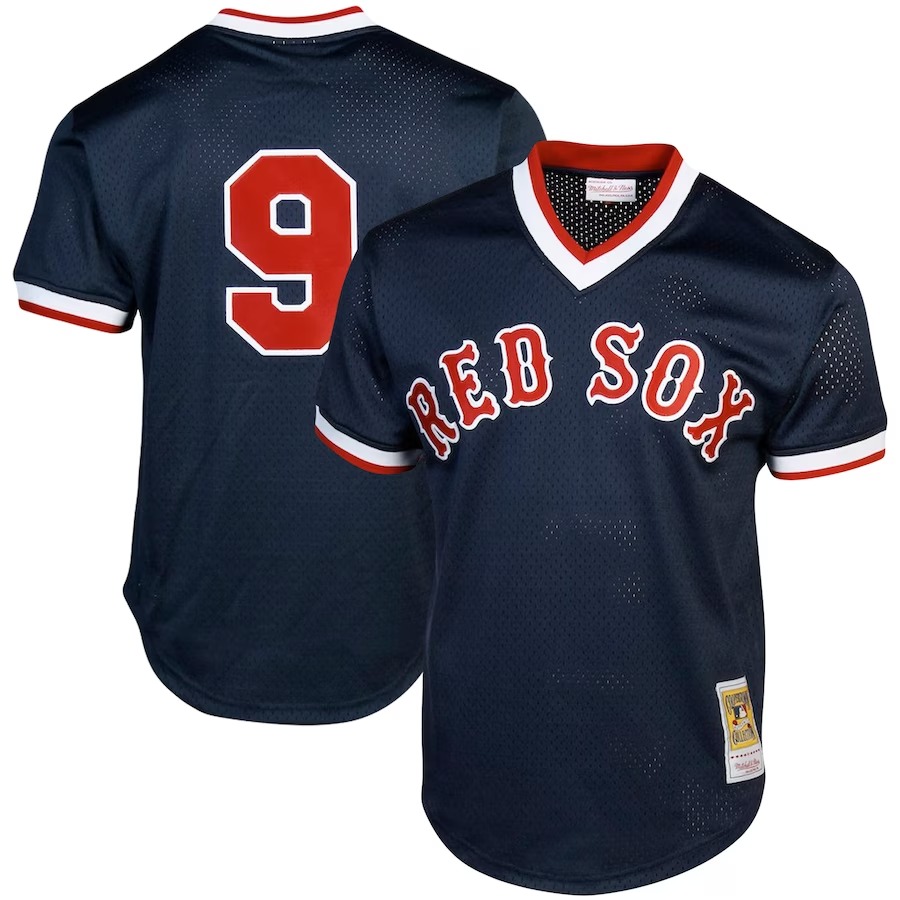 Men's Boston Red Sox Ted Williams Mitchell & Ness Navy Cooperstown Collection Big & Tall Mesh Batting Practice Jersey - ujerseystore