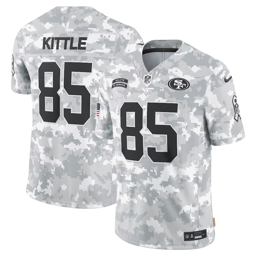 Men's San Francisco 49ers George Kittle Nike Arctic Camo 2024 Salute to Service Limited Jersey - ujerseystore
