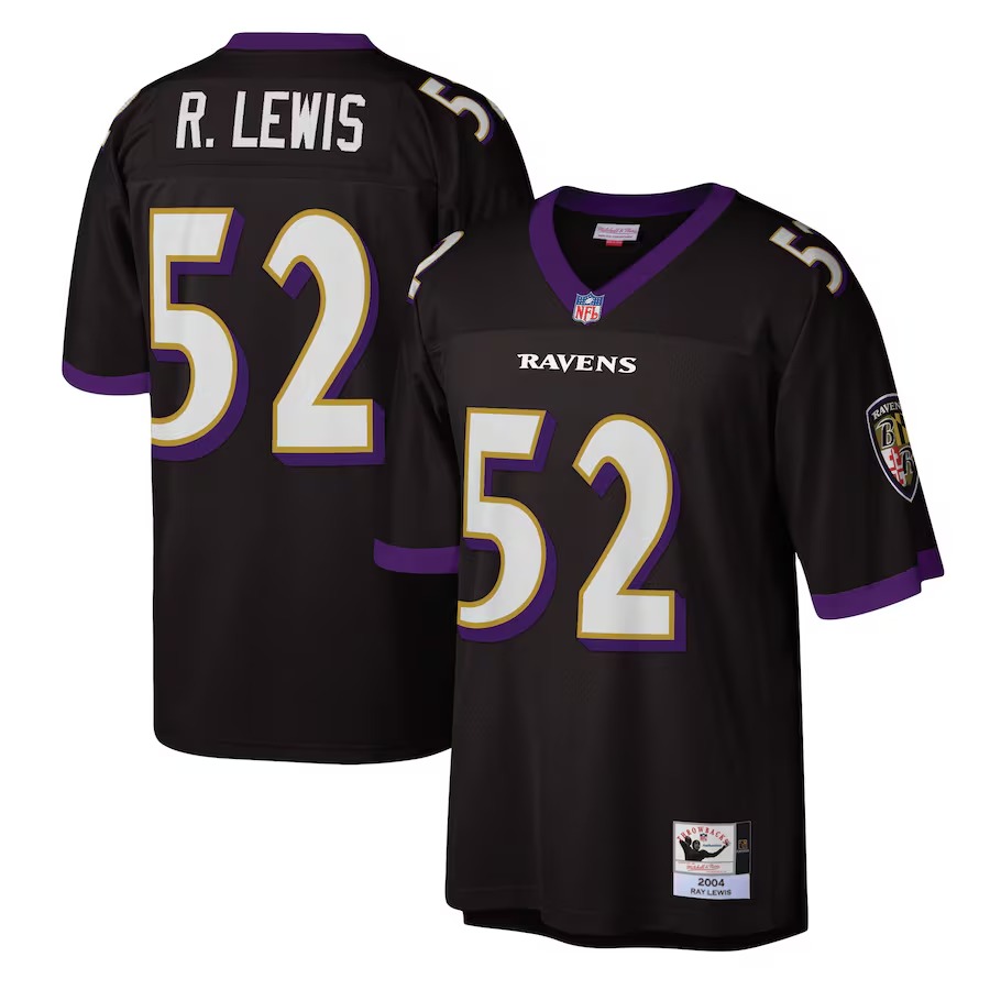 Men's Baltimore Ravens 2004 Ray Lewis Mitchell & Ness Black Authentic Throwback Retired Player Jersey - ujerseystore