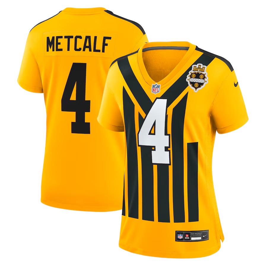 Women's Pittsburgh Steelers DK Metcalf Nike Gold Alternate 1933 Throwback Game Jersey - ujerseystore