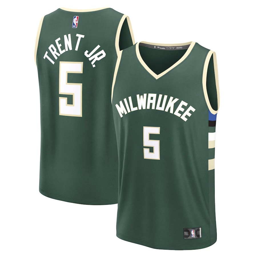 Men's Milwaukee Bucks Gary Trent Jr. Fanatics Hunter Green Fast Break Replica Player Jersey - Icon Edition - ujerseystore